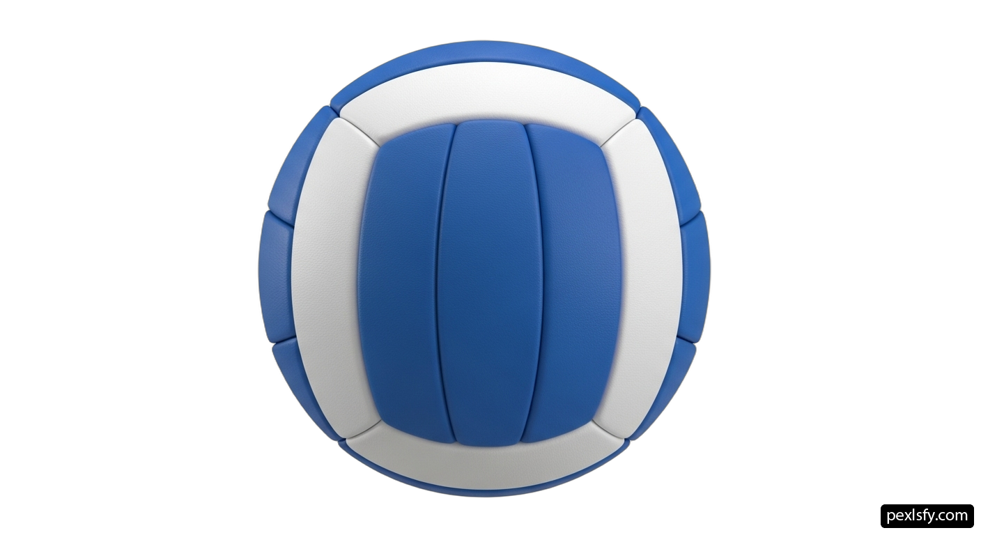 Blue and white volleyball on a white background png transparent background