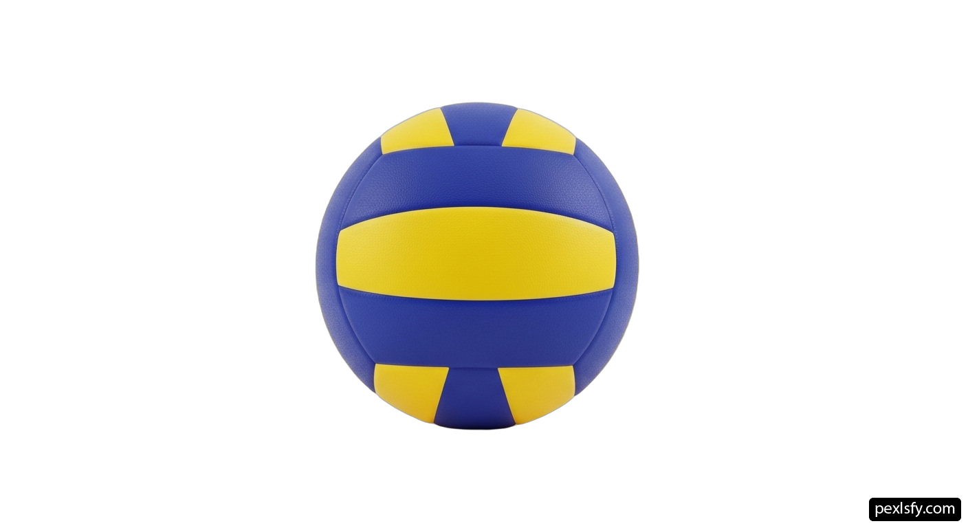 Blue and yellow volleyball ball on a white background png transparent background