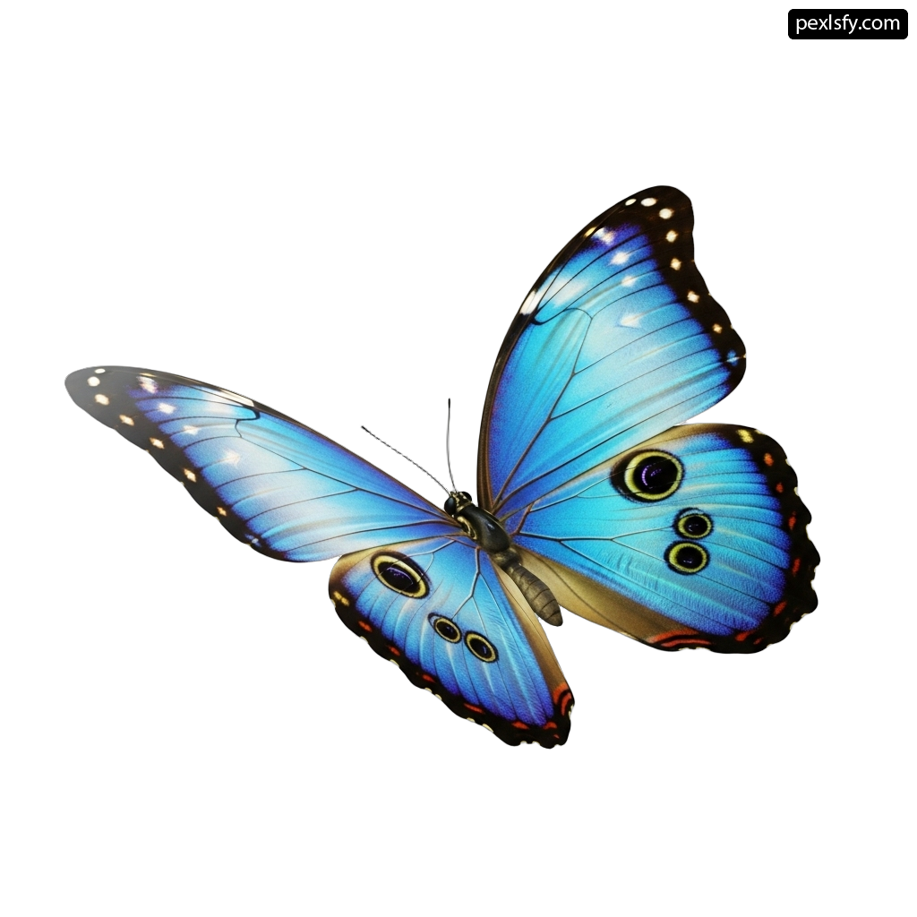 Blue butterfly on a white background png transparent background