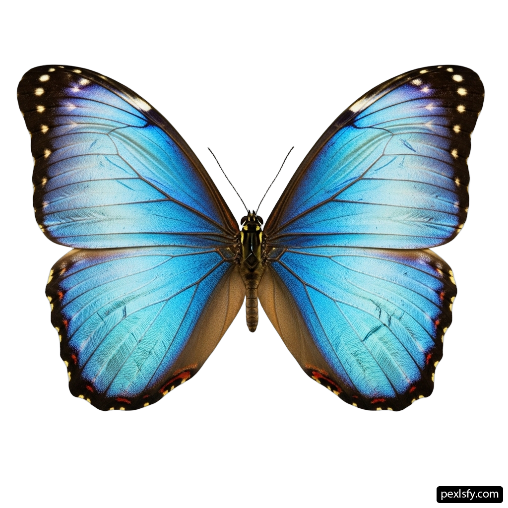 Blue butterfly on a white background png transparent background