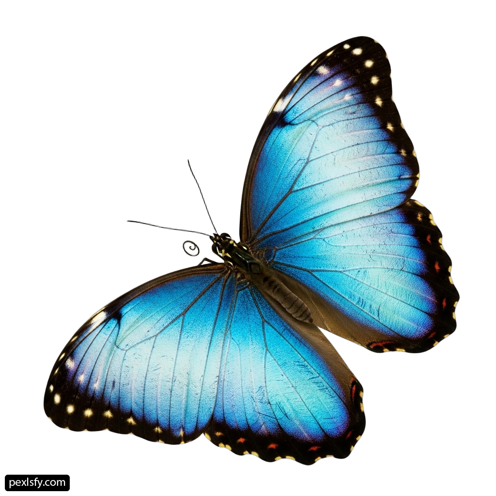 Blue butterfly on a white background png transparent background