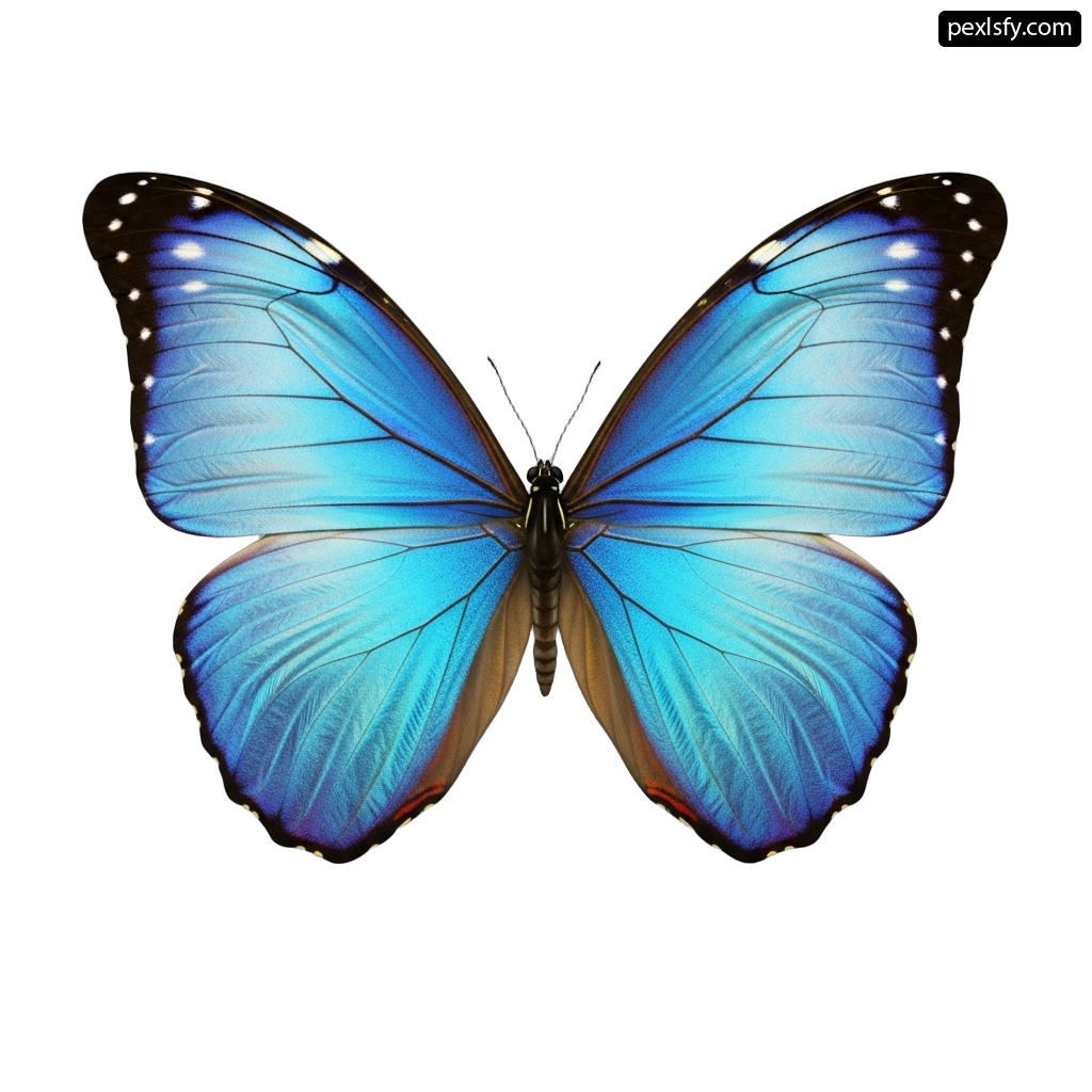 Blue butterfly on a white background png transparent background