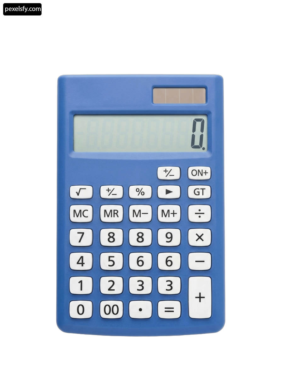 Blue calculator on a white background png transparent background