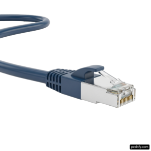 Blue ethernet cable on a white background png transparent background