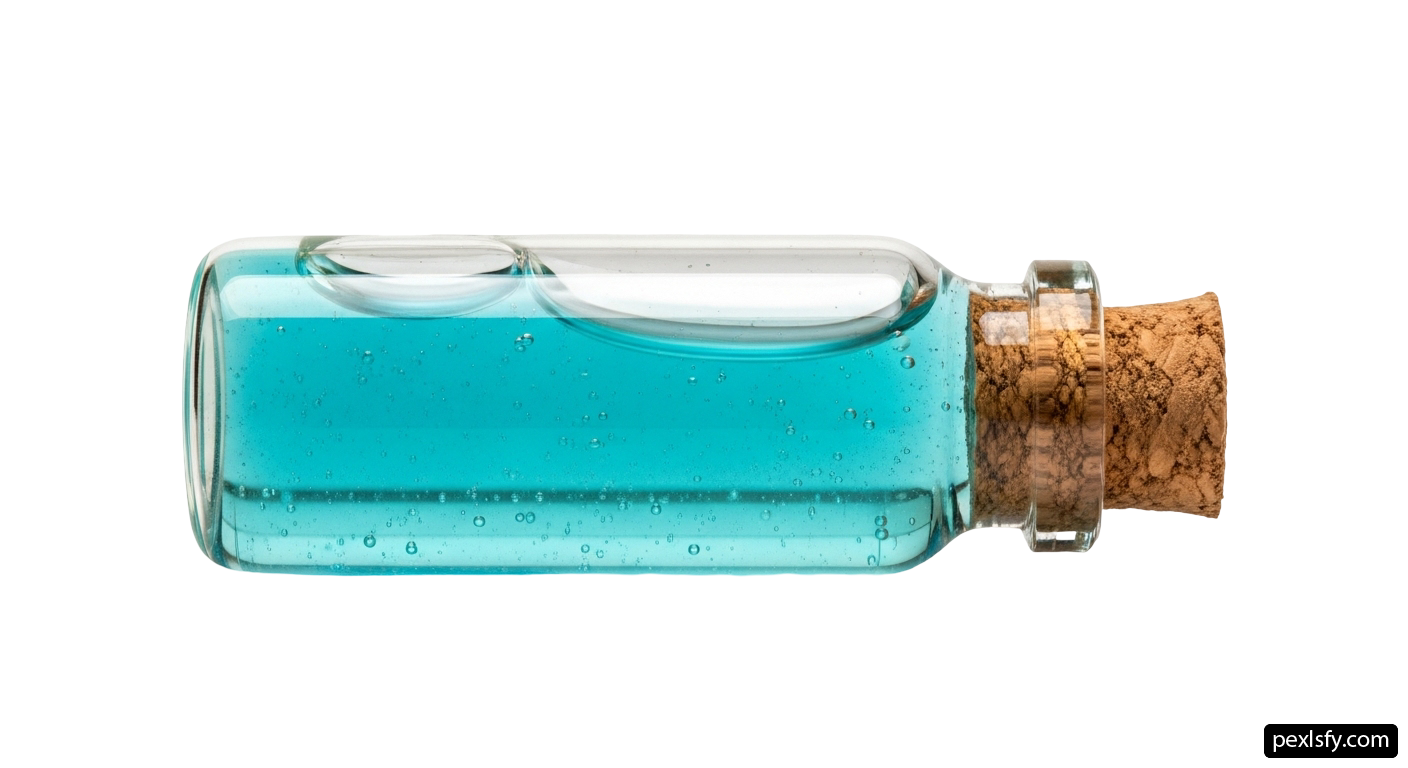 Blue glass bottle with a cork stopper png transparent background
