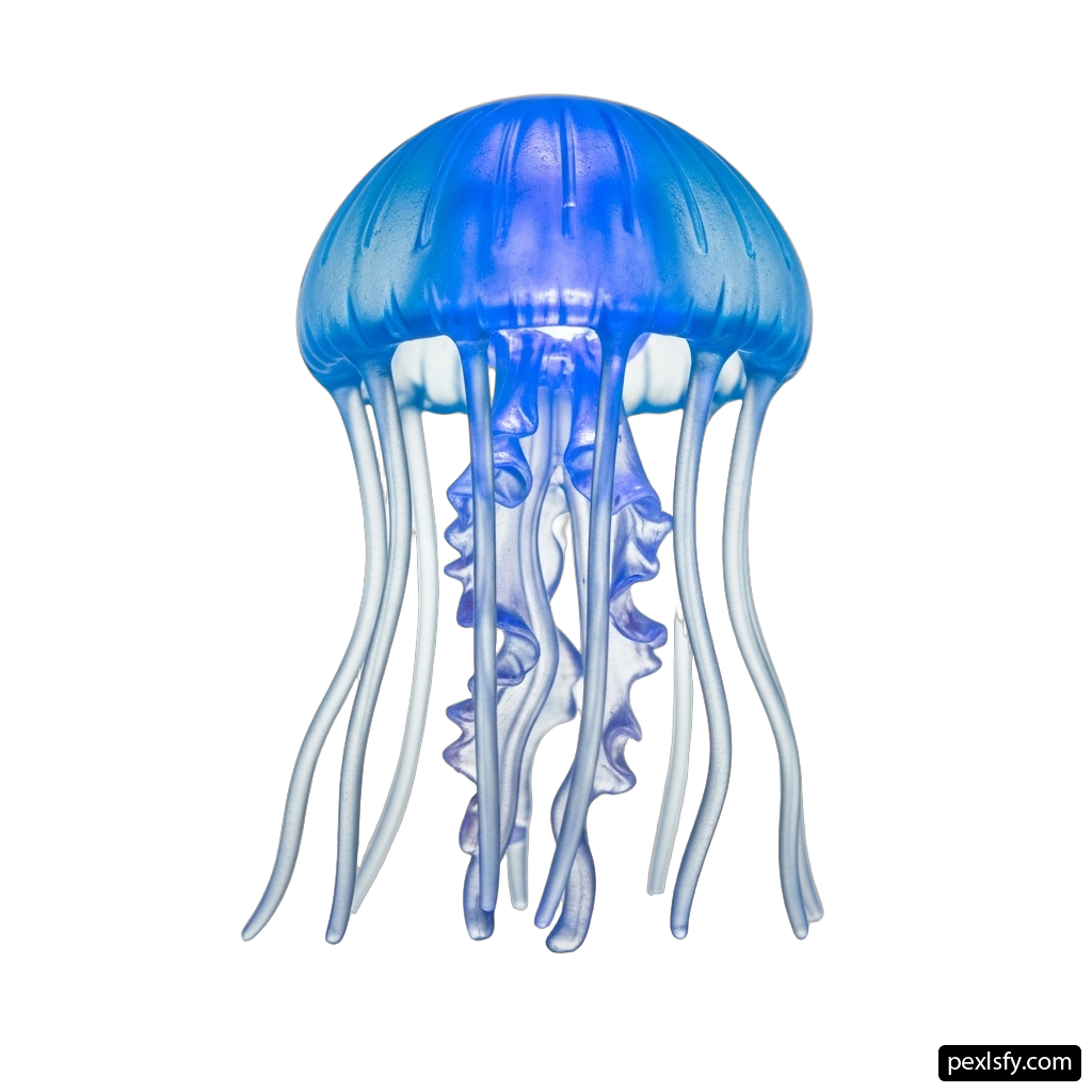 Blue jellyfish on a white background png transparent background