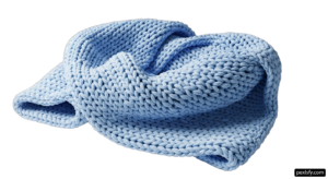 Blue knitted scarf on a white background png transparent background