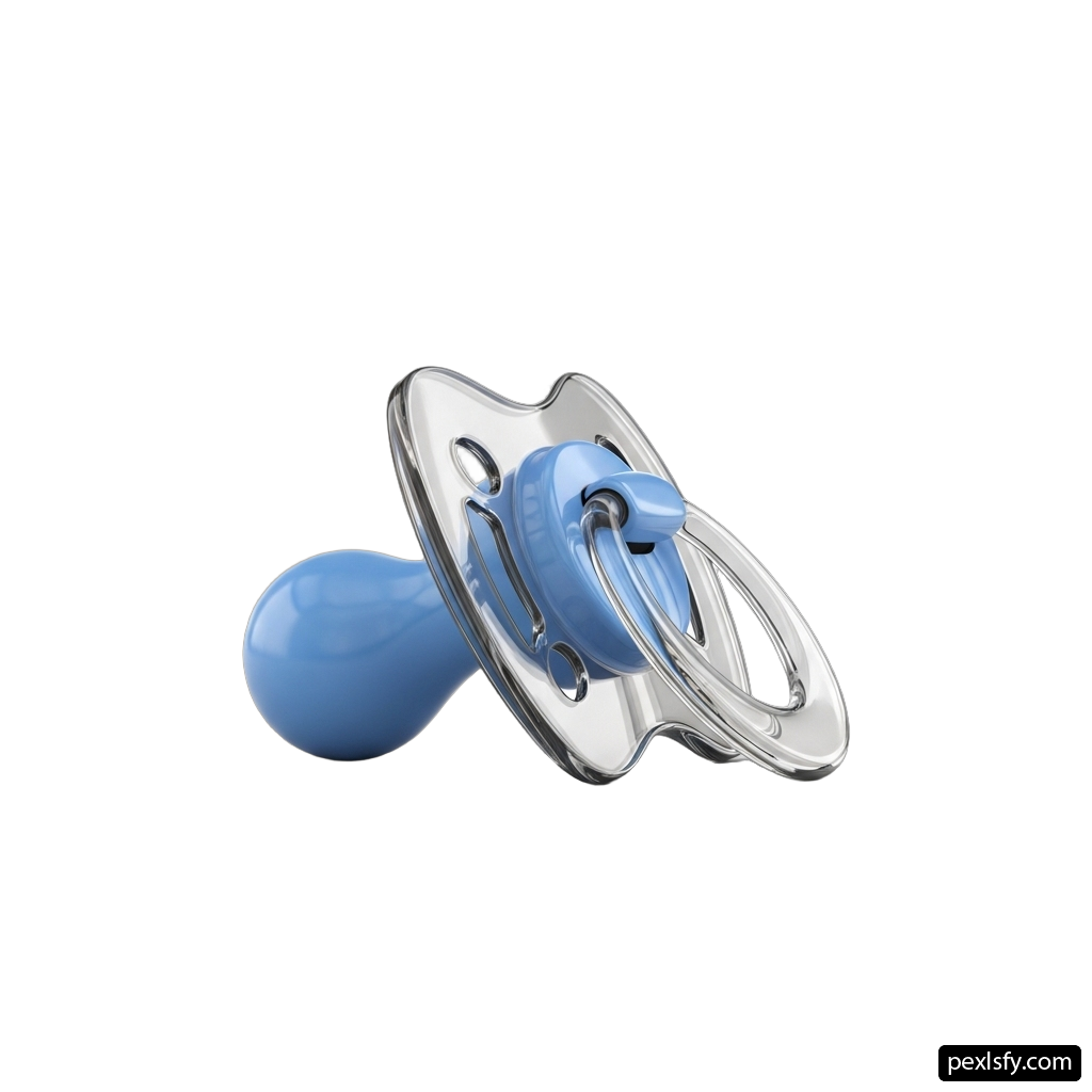 Blue pacifier on a white background png transparent background