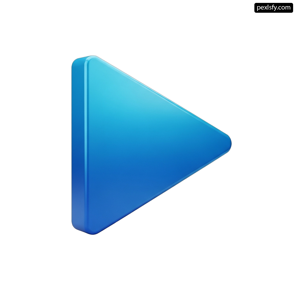 Blue play button on a white background png transparent background