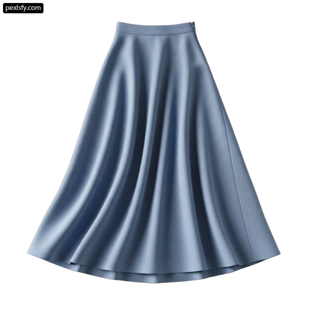 Blue skirt is shown on a white background png transparent background