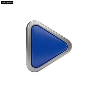 Blue triangle button on a white background png transparent background
