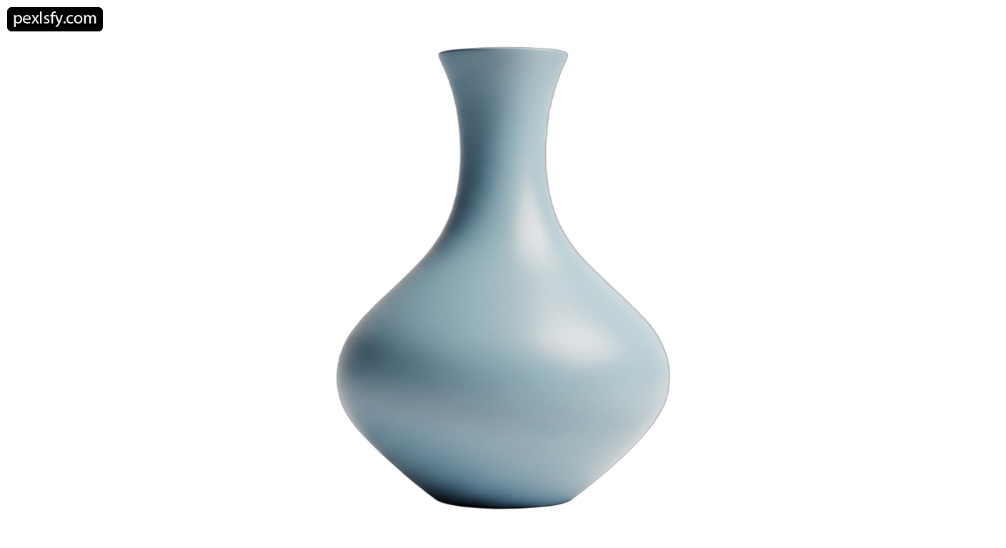Blue vase sitting on top of a white surface png transparent background