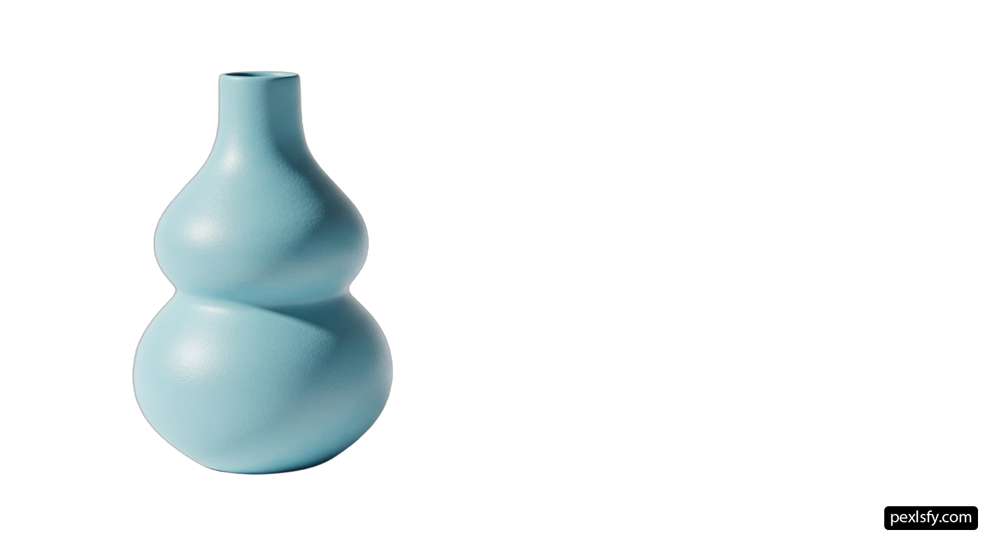 Blue vase sitting on top of a white surface png transparent background