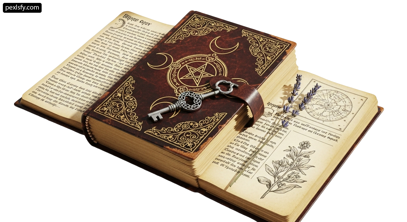 Book with a key sitting on top of it png transparent background