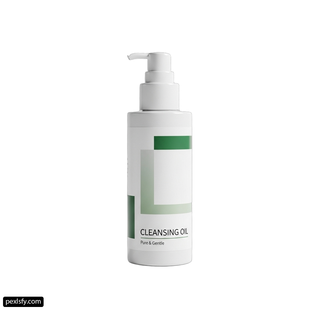 Bottle of cleansing oil on a white background png transparent background