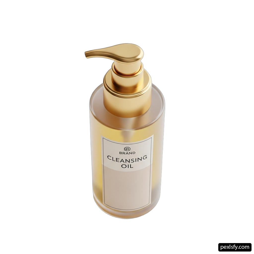 Bottle of cleansing oil on a white background png transparent background