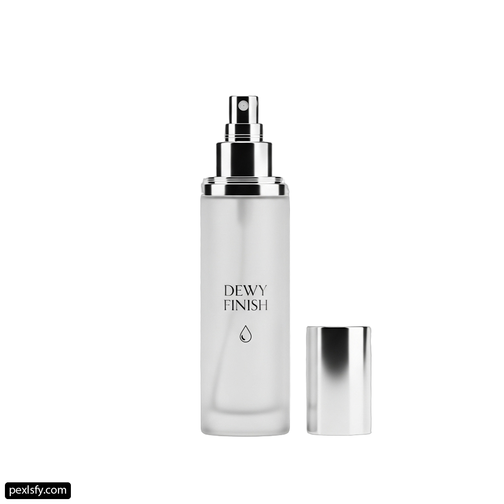 Bottle of dewy finish serum on a white background png transparent background