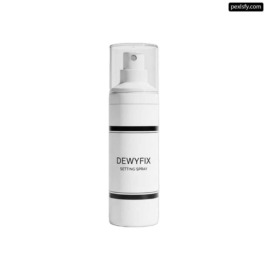 Bottle of dewyfix setting spray on a white background png transparent background
