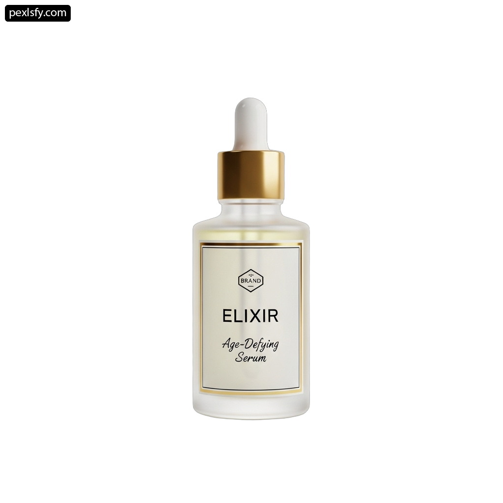Bottle of elixir serum on a white background png transparent background