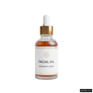 Bottle of facial oil on a white background png transparent background