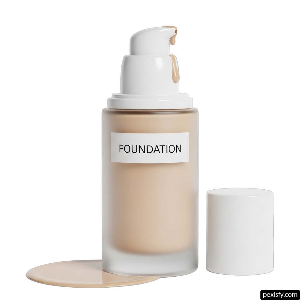 Bottle of foundation on a white background png transparent background