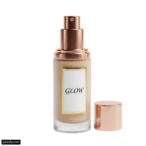 Bottle of glow serum next to a jar of serum png transparent background