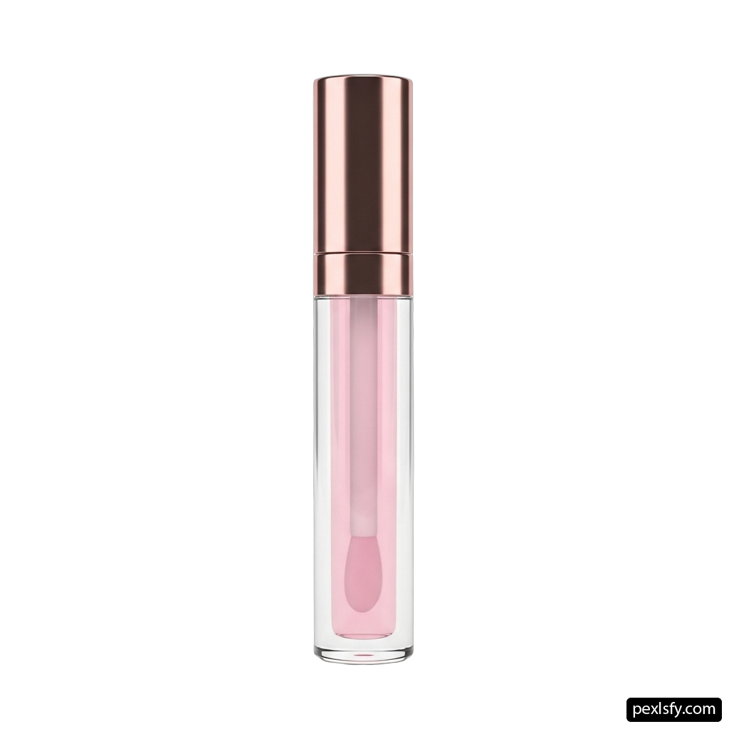 Bottle of lip gloss on a white background png transparent background