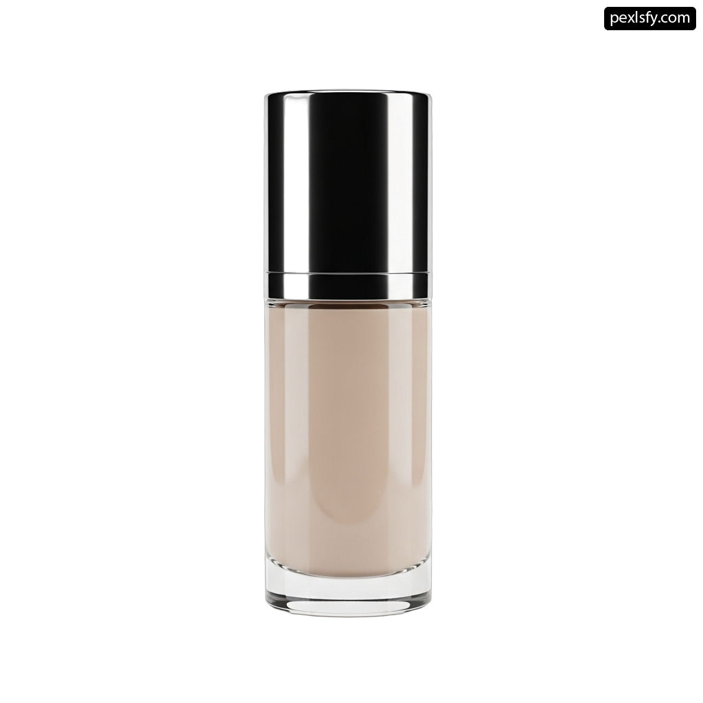 Bottle of liquid foundation on a white background png transparent background