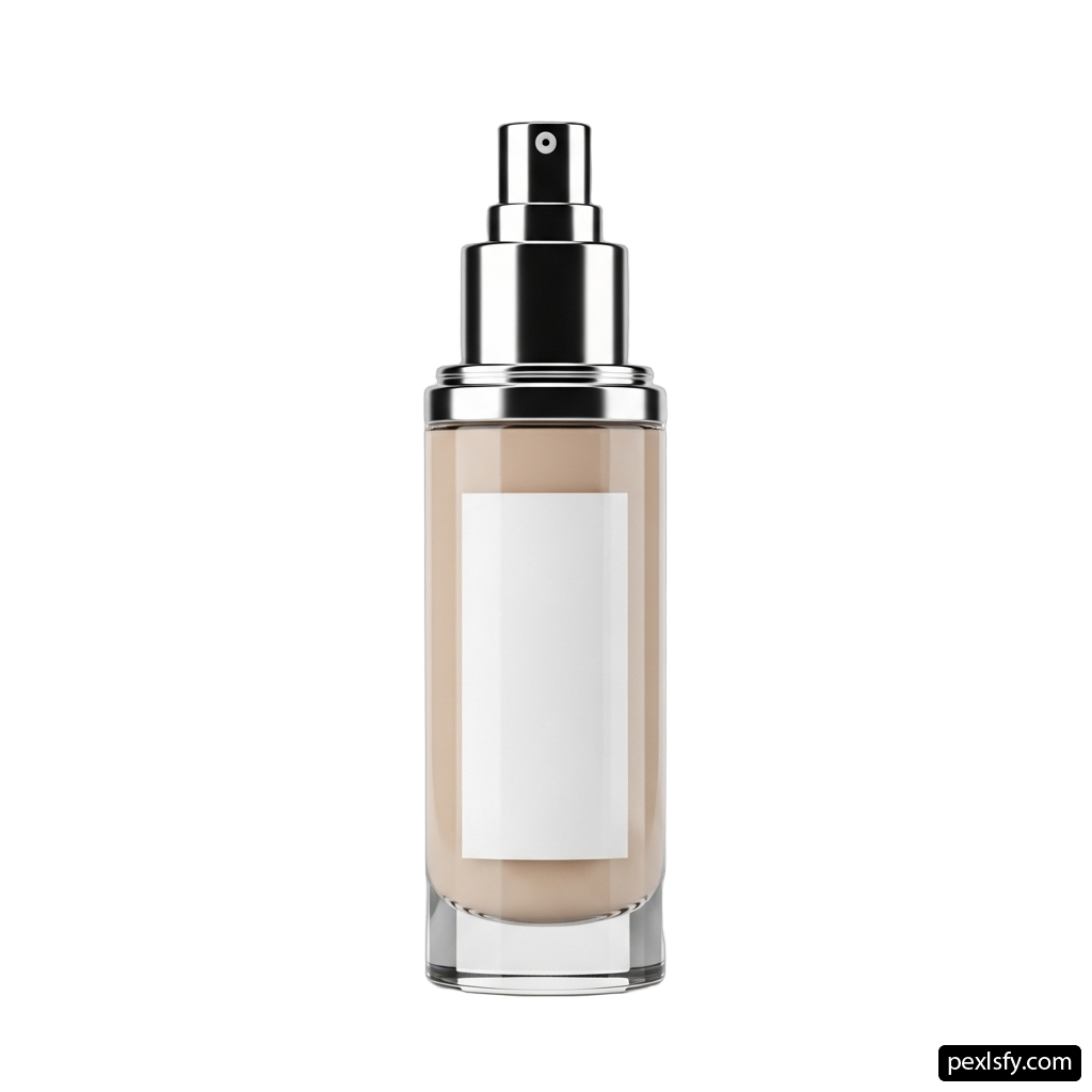 Bottle of liquid foundation on a white background png transparent background