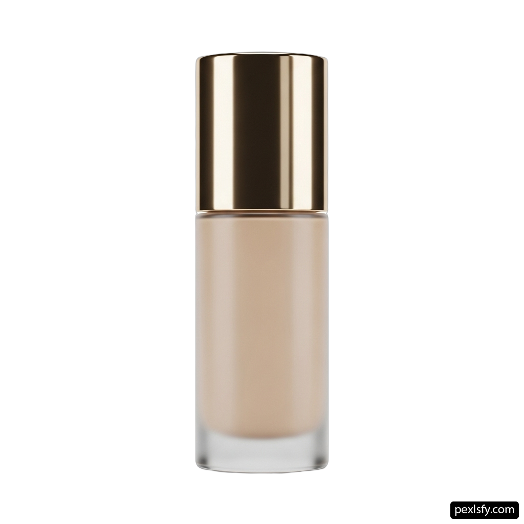 Bottle of liquid foundation on a white background png transparent background