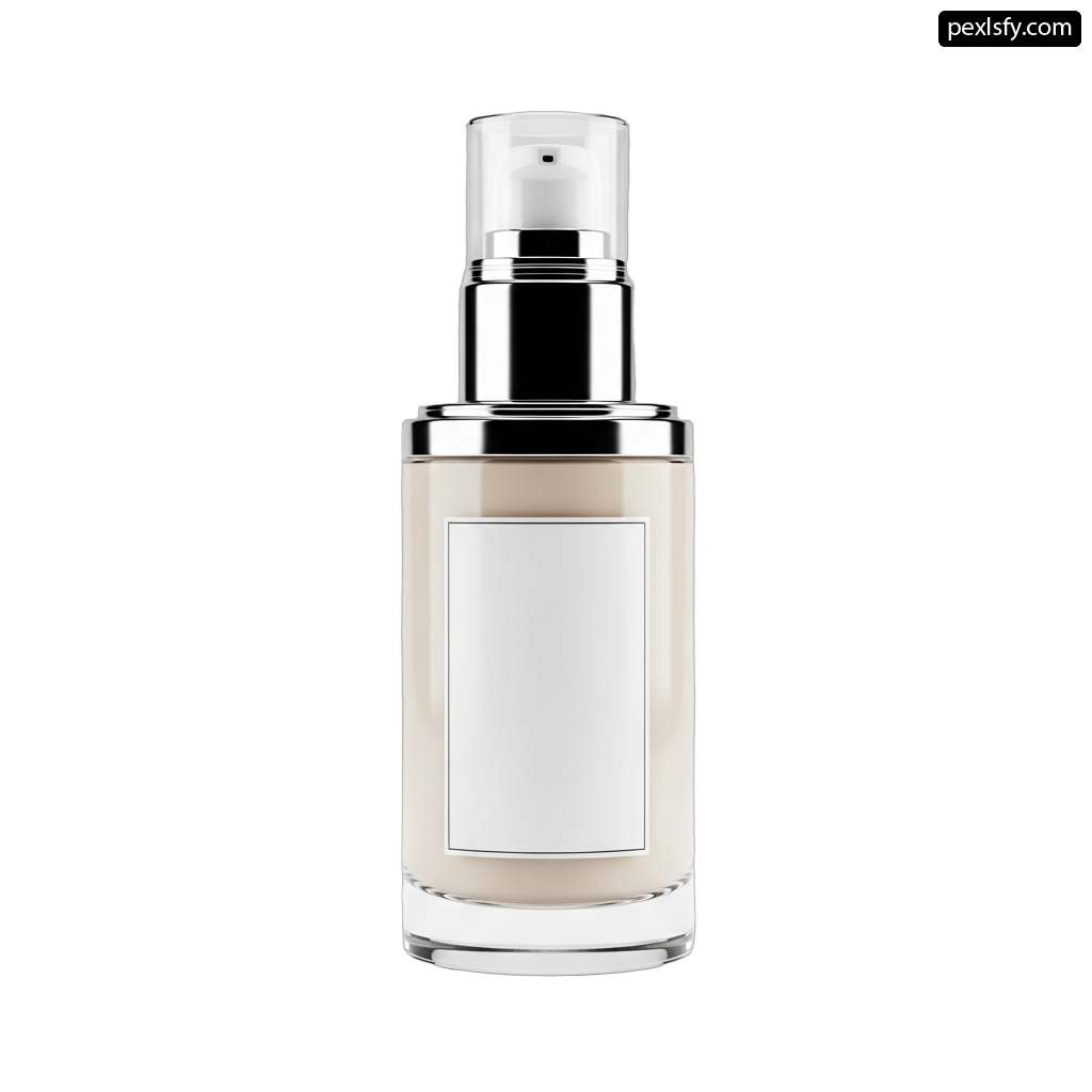 Bottle of liquid with a white label on it png transparent background
