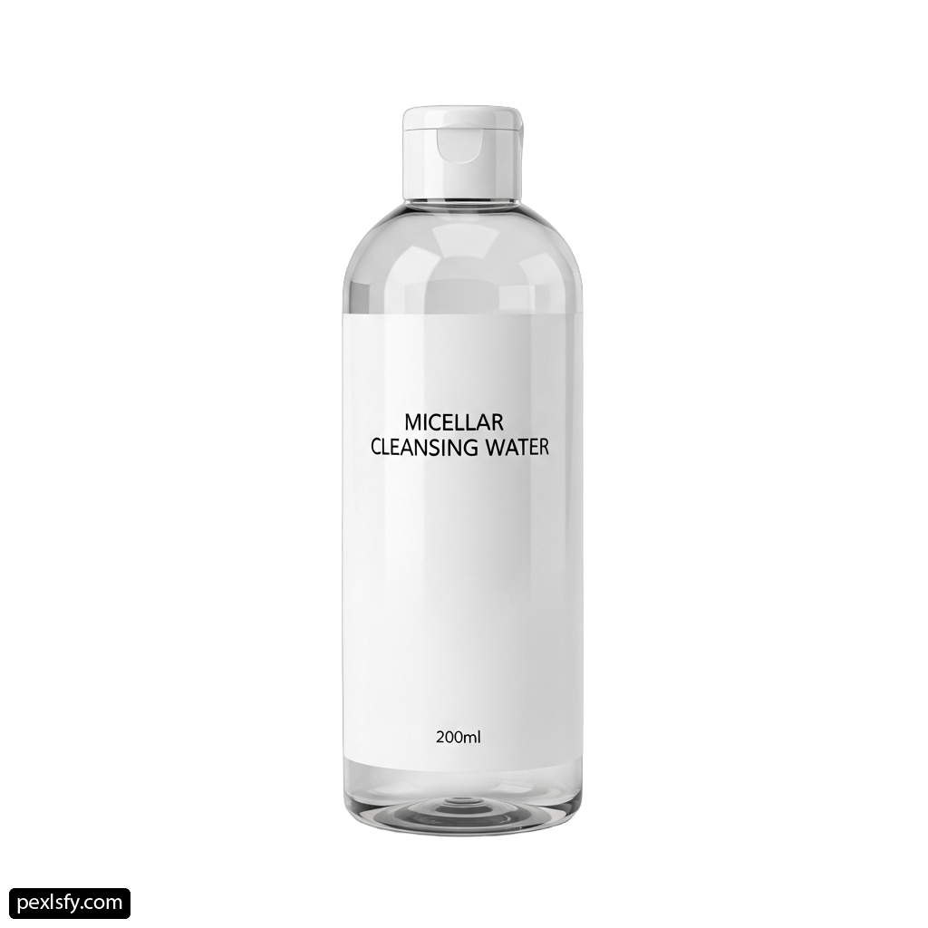 Bottle of micellar cleansing water on a white background png transparent background