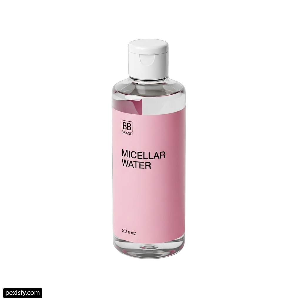 Bottle of micellar water on a white background png transparent background