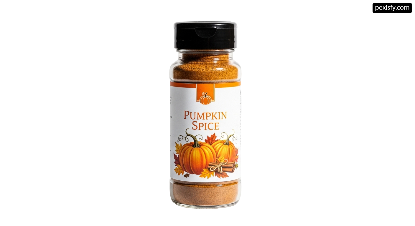 Bottle of pumpkin spice on a white background png transparent background