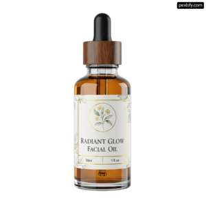 Bottle of radiant glow facial oil png transparent background