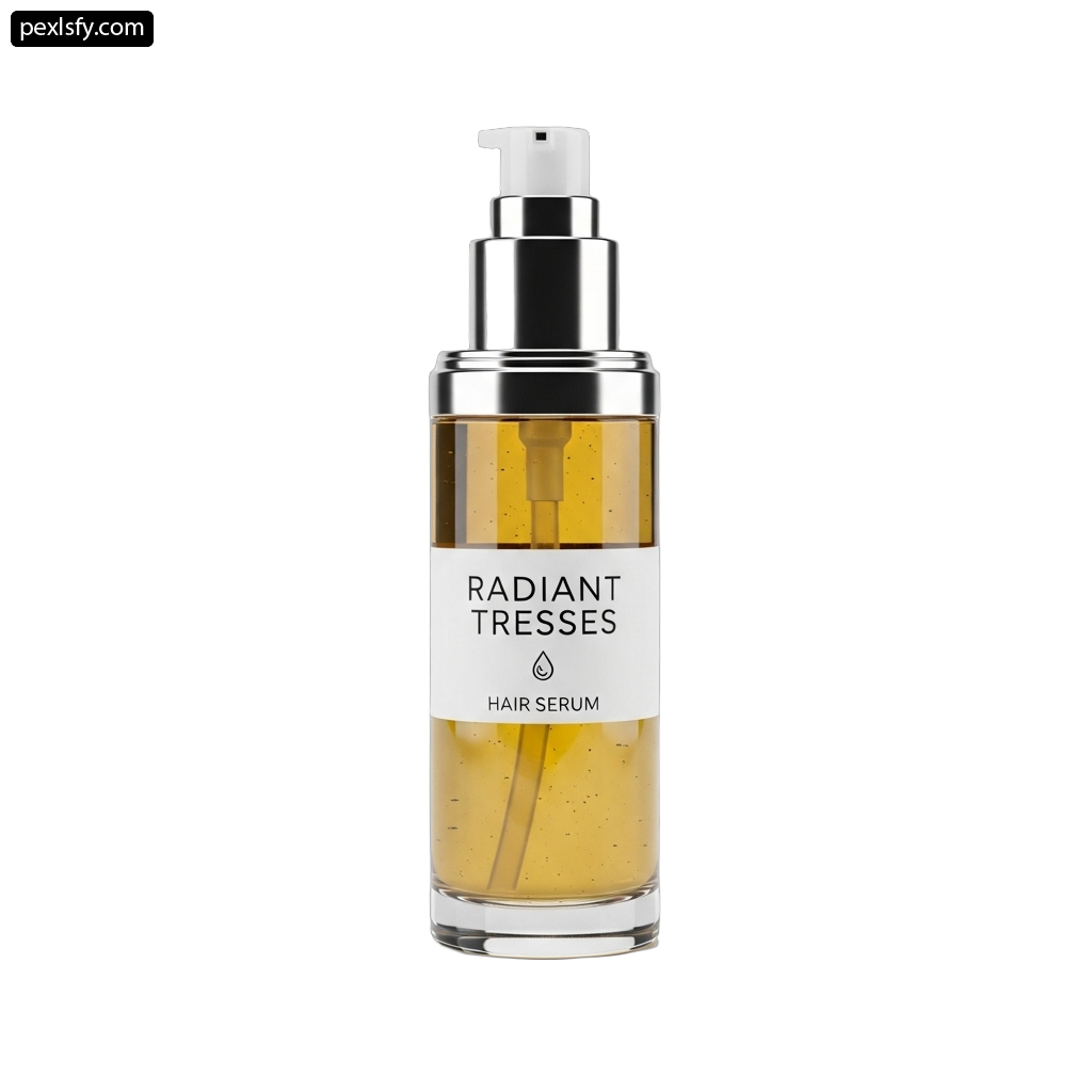 Bottle of radiant tresses hair serum on a white background png transparent background