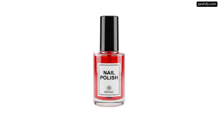 Bottle of red nail polish on a white background png transparent background
