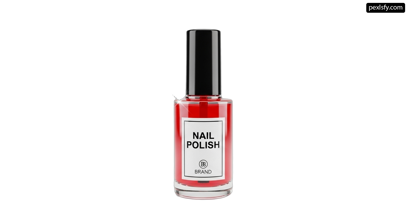 Bottle of red nail polish on a white background png transparent background