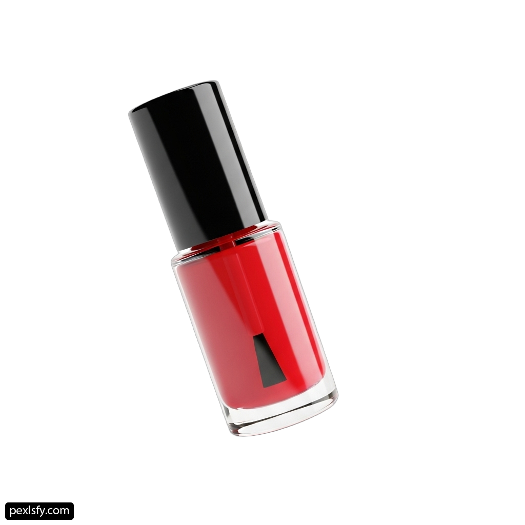 Bottle of red nail polish on a white background png transparent background