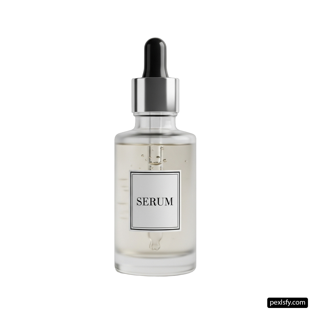 Bottle of serum on a white background png transparent background