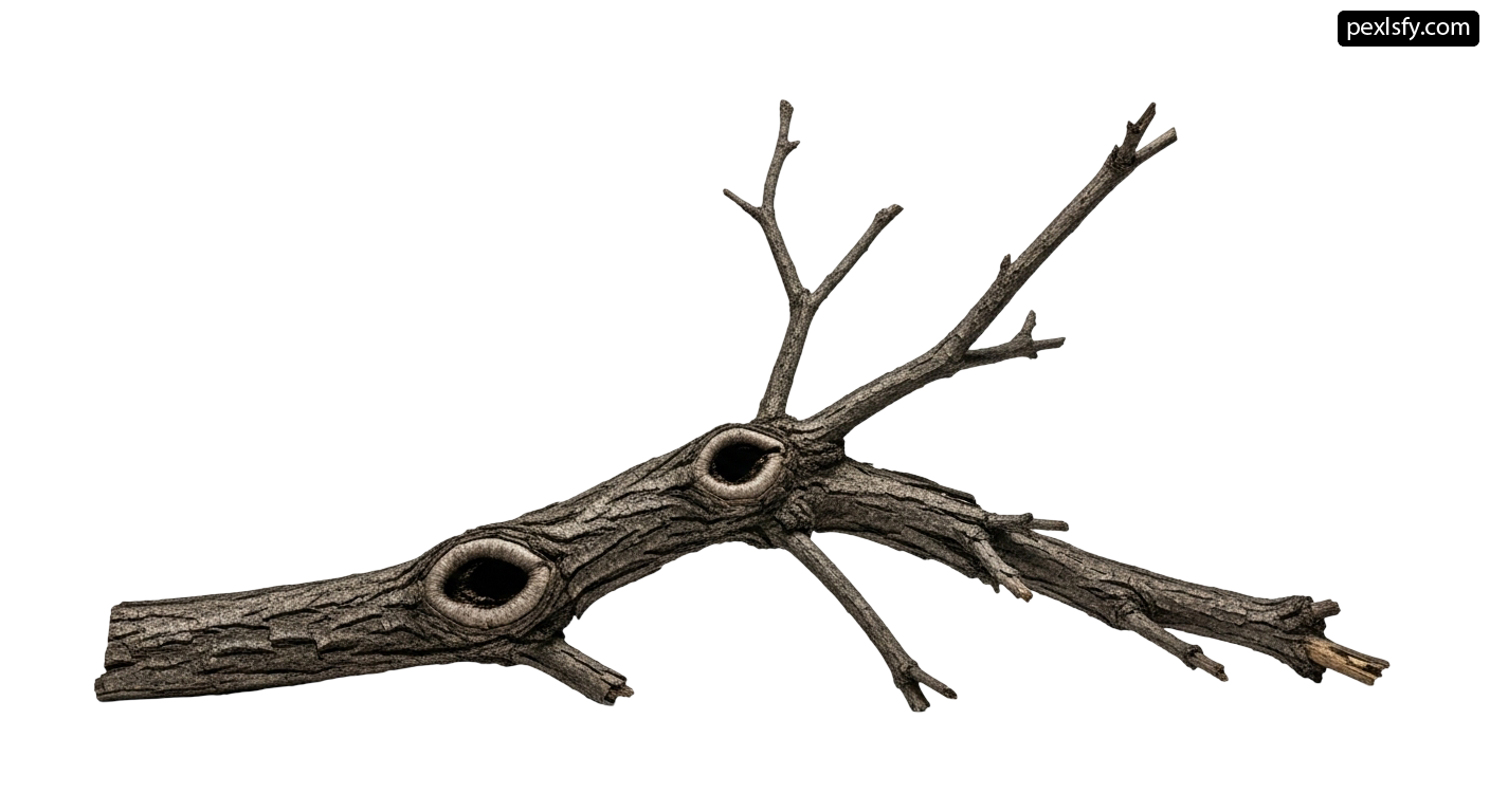 Branch of a tree with two holes in it png transparent background
