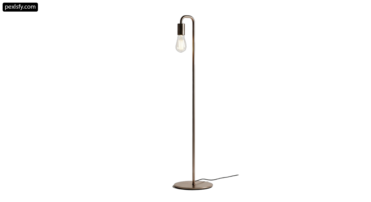 Brass floor lamp with a light bulb on it png transparent background