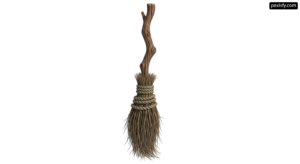 Broom with a wooden handle on a white background png transparent background