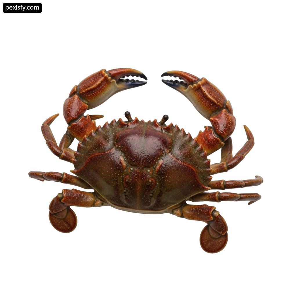 Brown crab on a white background png transparent background