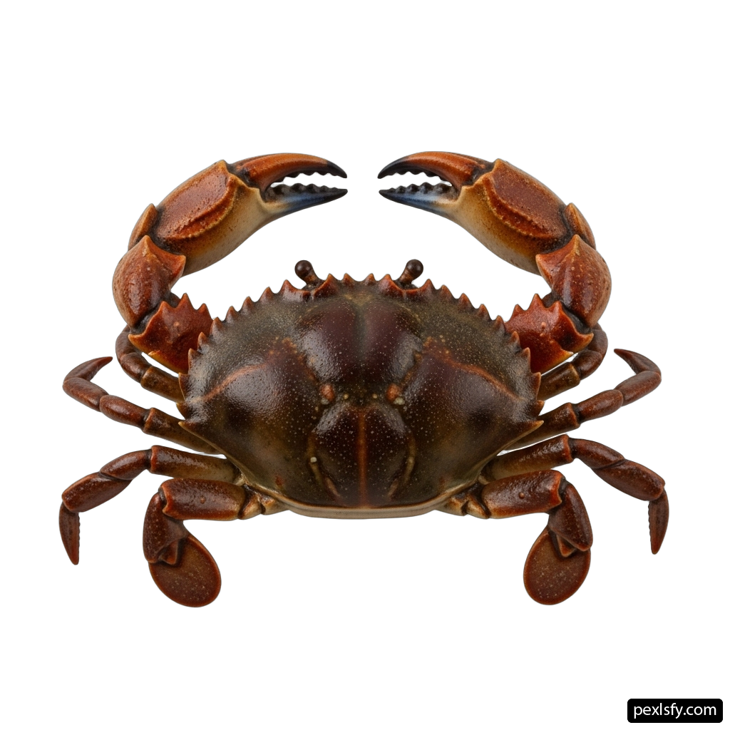 Brown crab on a white background png transparent background