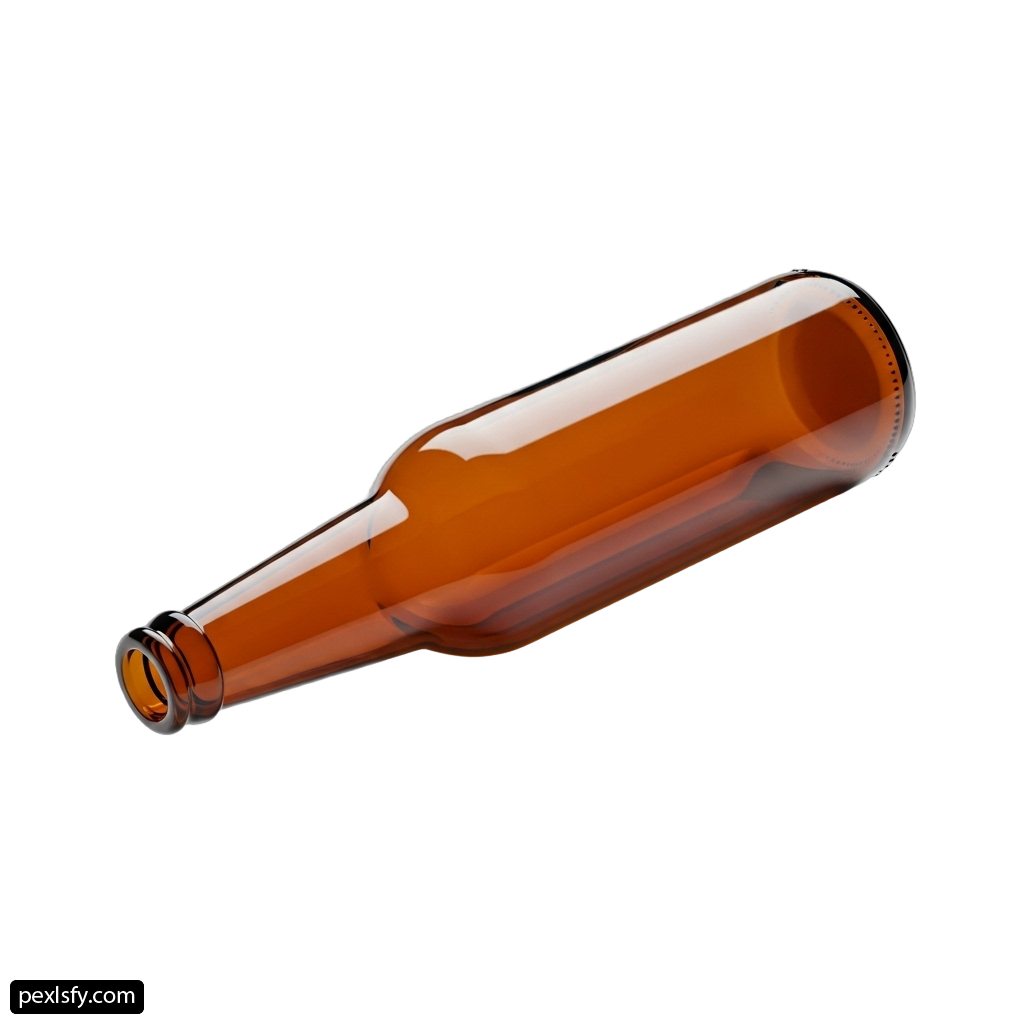 Brown glass bottle on a white background png transparent background