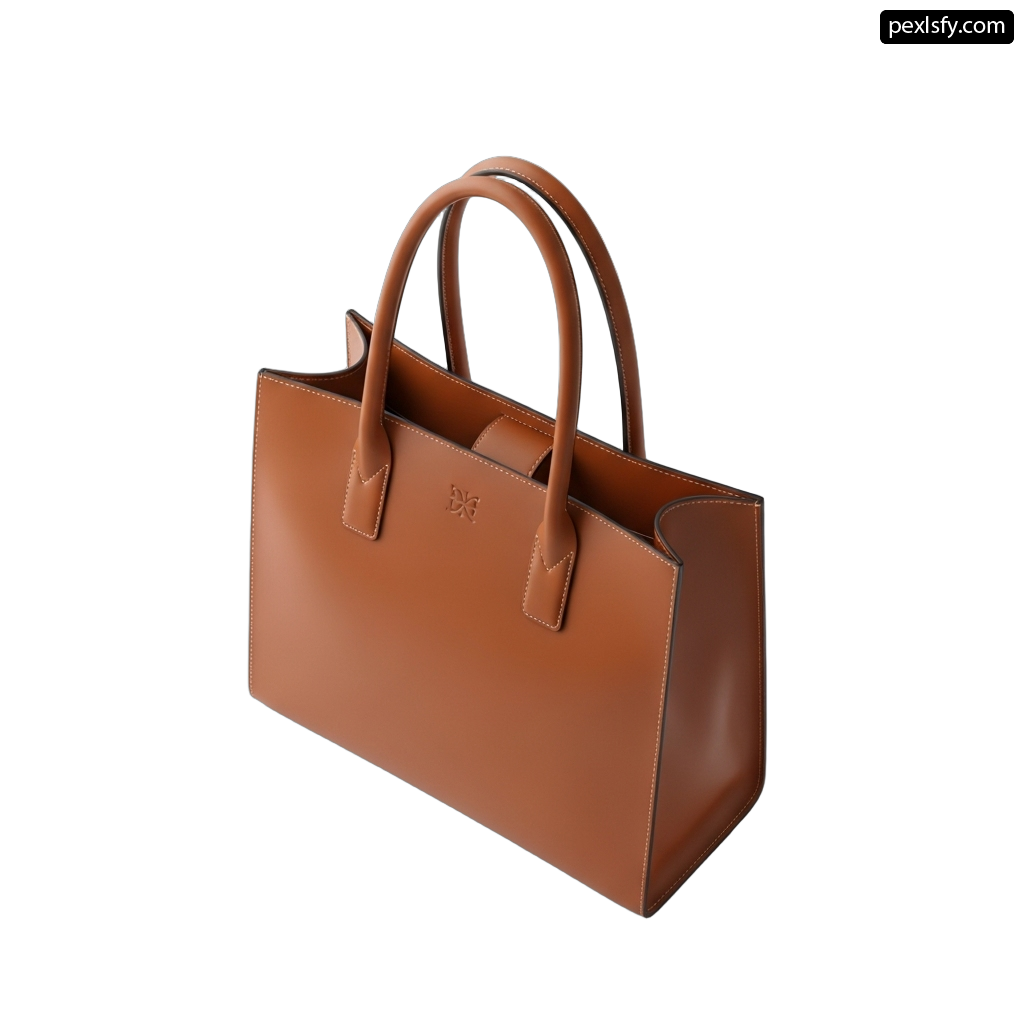Brown handbag on a white background png transparent background