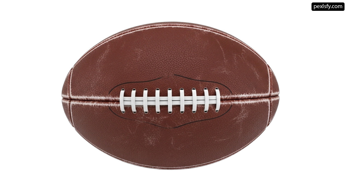 Brown leather football on a white background png transparent background