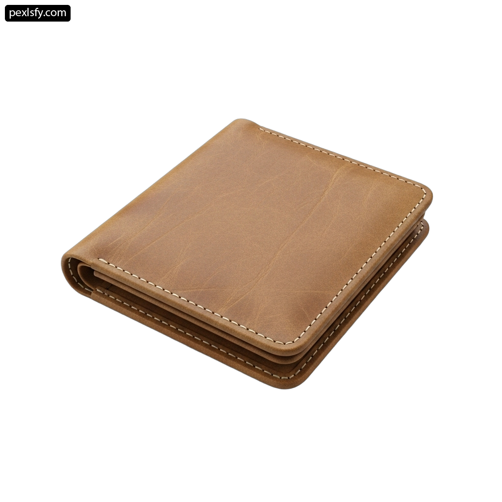 Brown leather wallet on a white background png transparent background