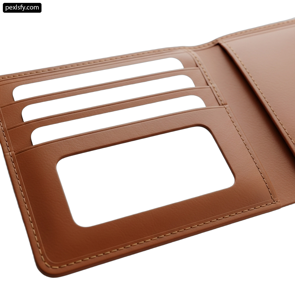 Brown leather wallet with a card holder png transparent background